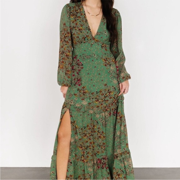 Baltic Born Dresses & Skirts - NWT Baltic Born Bowman Deep V Maxi Dress | Green Multi Size 1XL